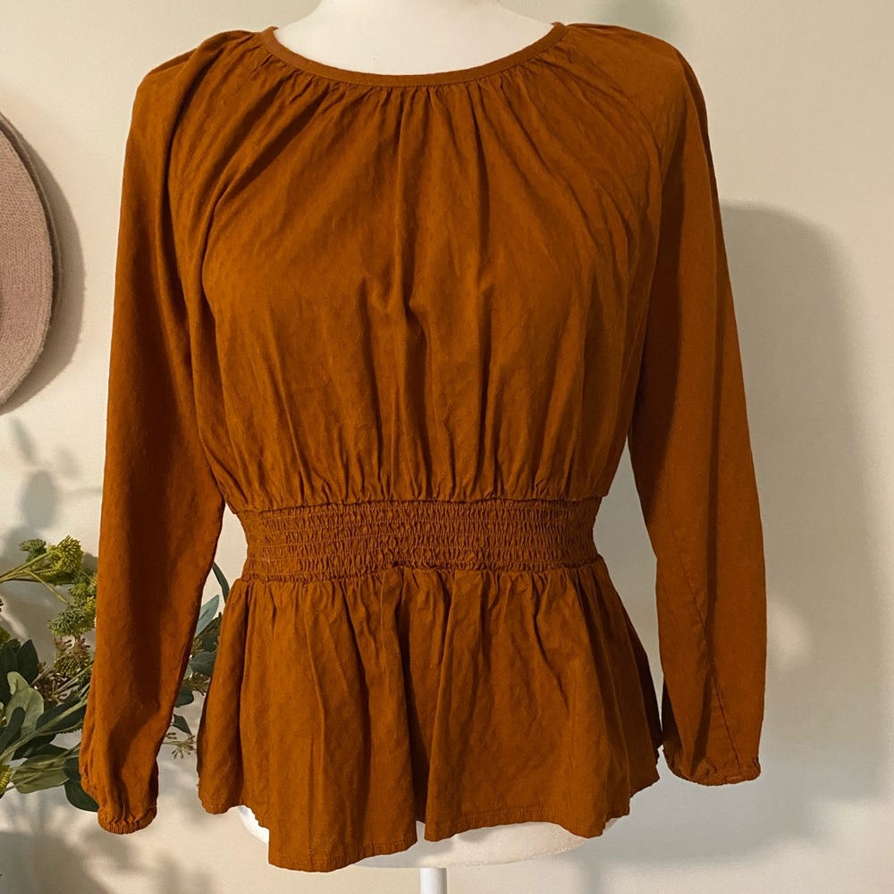 Burnt Orange Peplum Blouse
